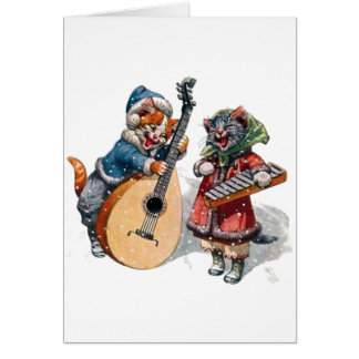 Cute Cats Play Mandolin and Xylophone in the Snow