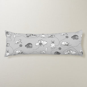 Cute Cats Playing & Being Naughty Pattern Body Cushion