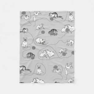 Cute Cats Playing & Being Naughty Pattern Fleece Blanket