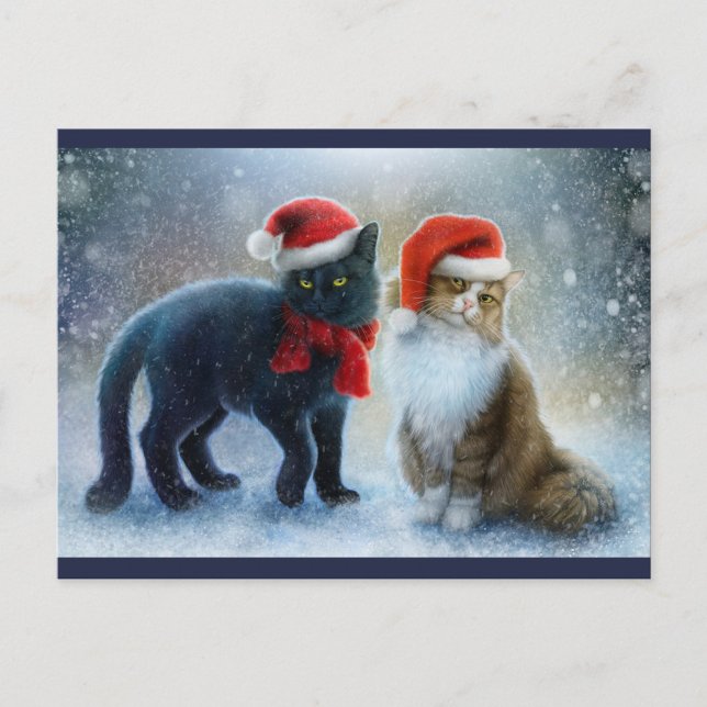 Cute Cats Postcard (Christmas Theme Holiday Postcard!)