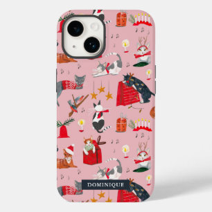 Cute cats retro Christmas pink  Case-Mate iPhone 14 Case