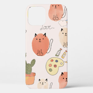 Cute cats seamless pattern iPhone 12 case