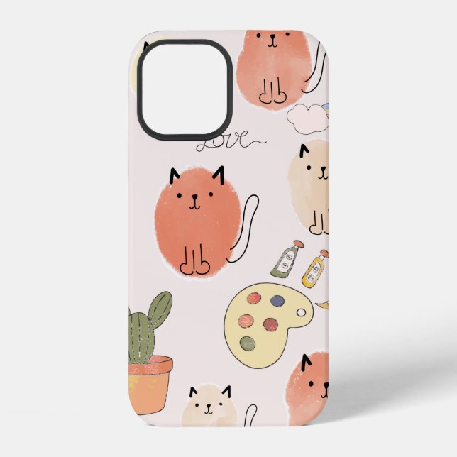 Cute cats seamless pattern iPhone case (Back)