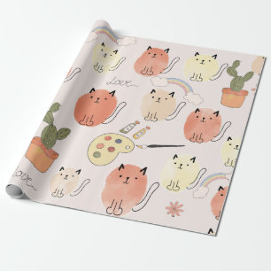 Cute cats seamless pattern wrapping paper
