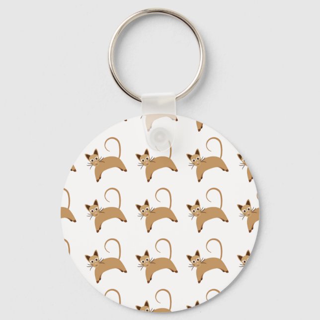 Cute cats seamless wallpaper background pattern key ring (Front)