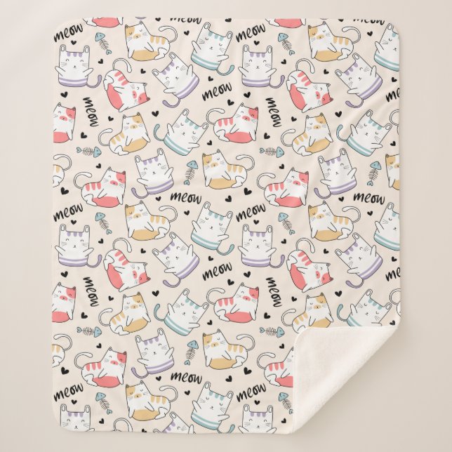 Cute Cats Sherpa Blanket (Front)