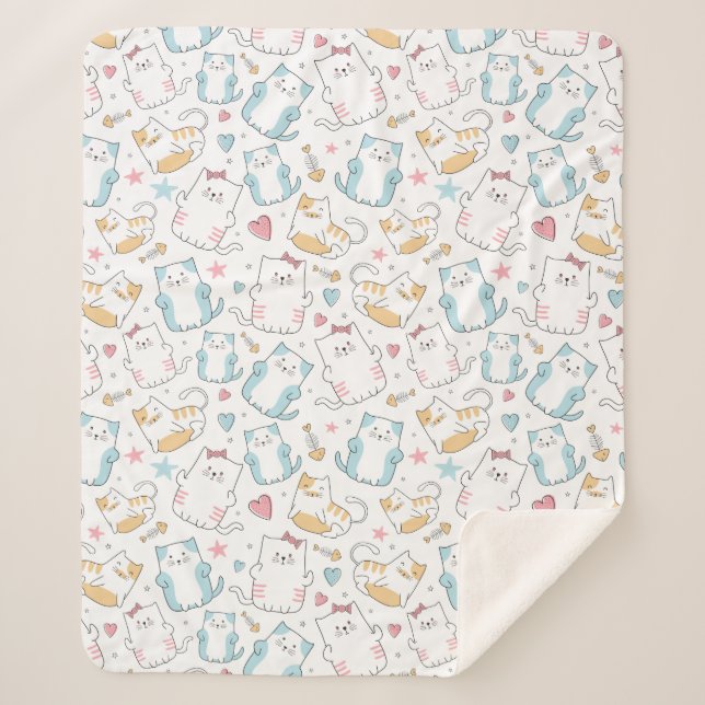 Cute Cats Sherpa Blanket (Front)