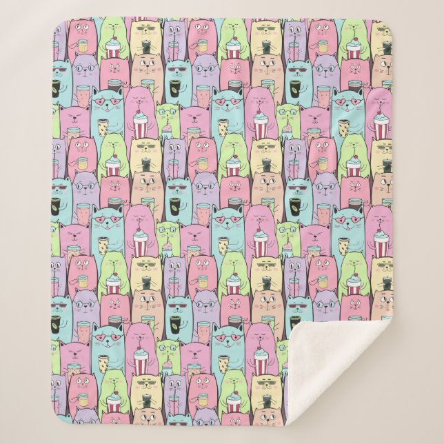 Cute Cats Sherpa Blanket (Front)