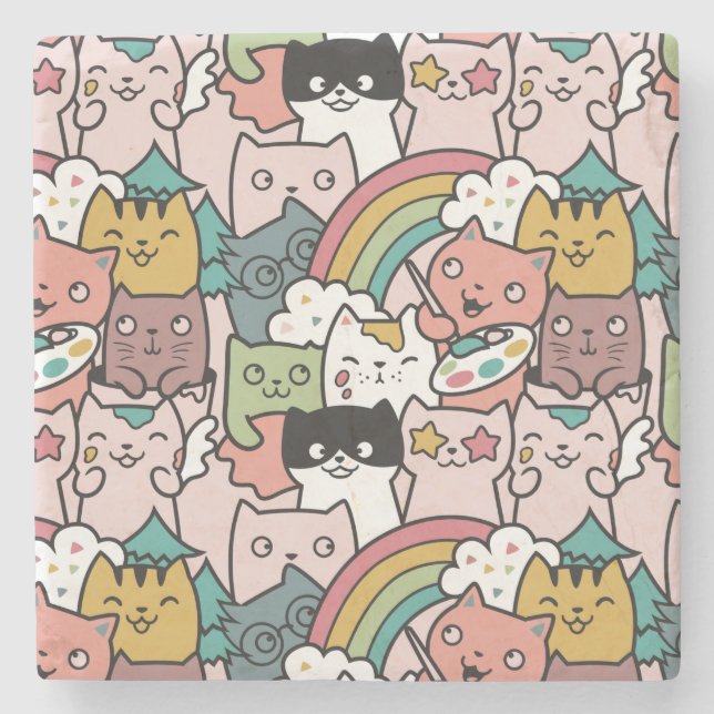 Cute Cats Stone Coaster (Front)