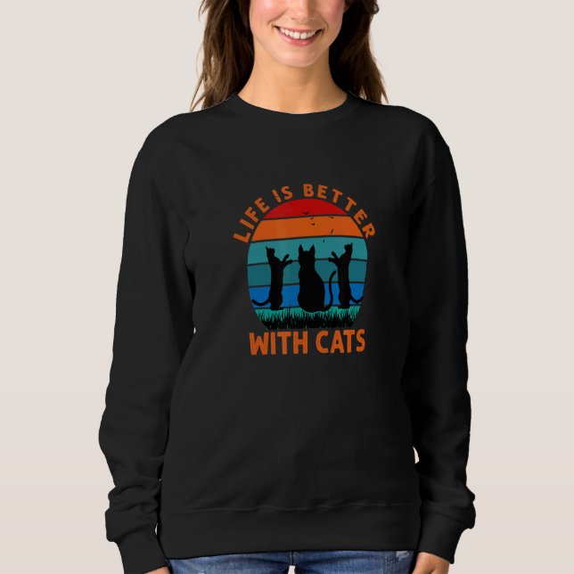 CUTE CATS SUN VINTAGE DESIGN SWEATSHIRT (Front)