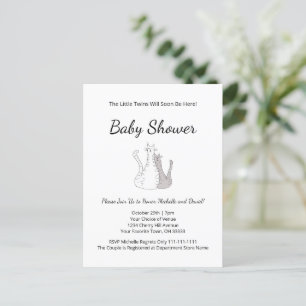 Cute Cats Twins Gender Neutral Simple Baby Shower  Announcement Postcard