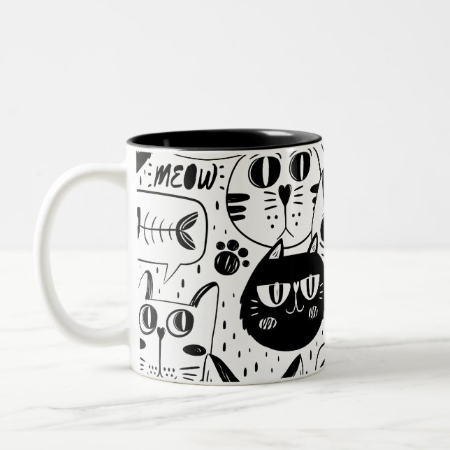 Cute cats Two-Tone coffee mug (Left)