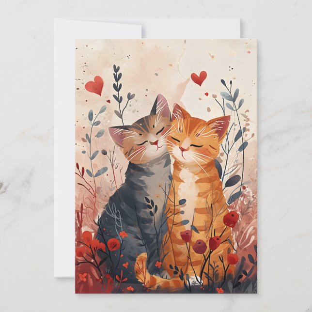 Cute Cats Valentine's day Postcard (Front)
