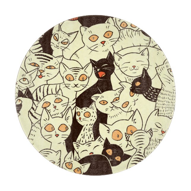 Cute Cats Vintage Wallpaper Pattern Cutting Board (Front)