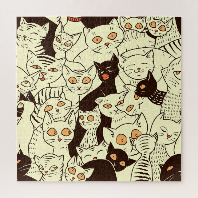 Cute Cats Vintage Wallpaper Pattern Jigsaw Puzzle (Vertical)