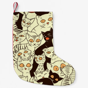 Cute Cats Vintage Wallpaper Pattern Small Christmas Stocking