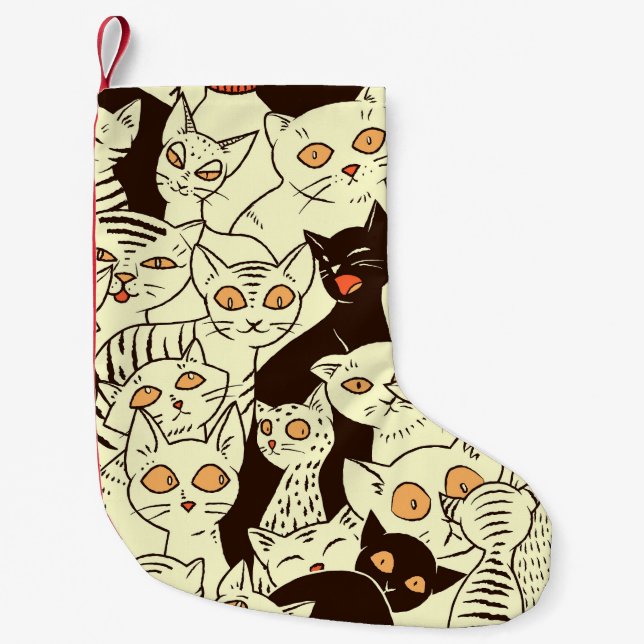 Cute Cats Vintage Wallpaper Pattern Small Christmas Stocking (Front)