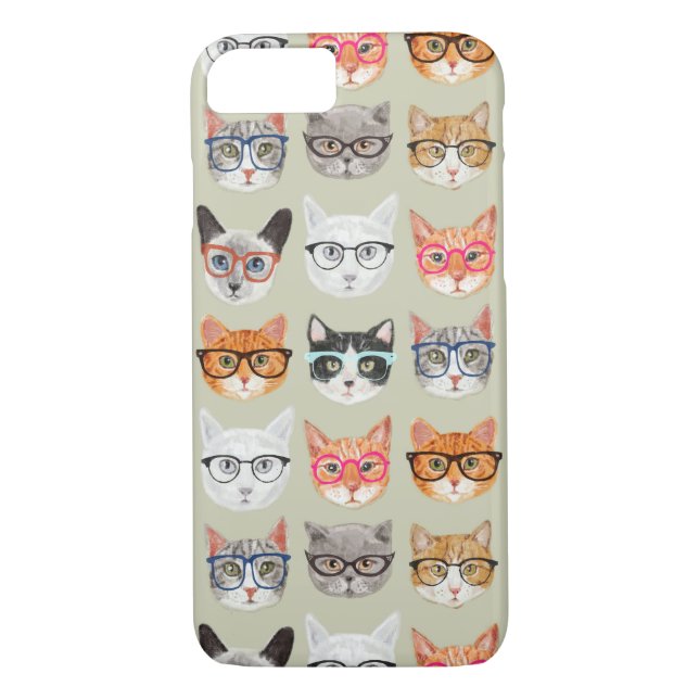 Cute Cats Wearing Glasses Pattern Case-Mate iPhone Case (Back)