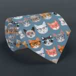 Cute Cats Wearing Glasses Pattern Tie<br><div class="desc">A bunch of adorable spectacles wearing kitties are the main stars of this hand-illustrated design. 

View my illustrating process via www.instagram.com/arncyn</div>