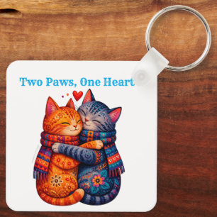 Cute Cats Wearing Scarves Cosy Friends 🐱 Key Ring