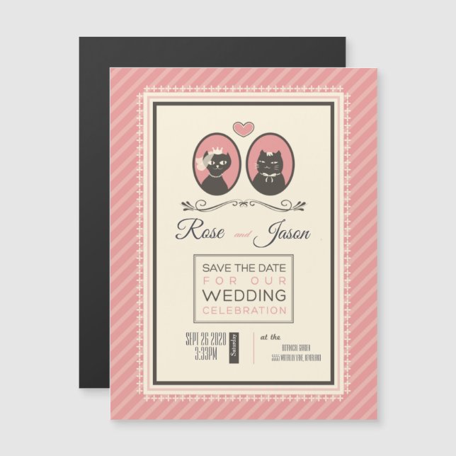 Cute Cats Wedding Magnetic Invitation (Front/Back)