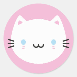 Cute Cats - White Kawaii Kitten Classic Round Sticker