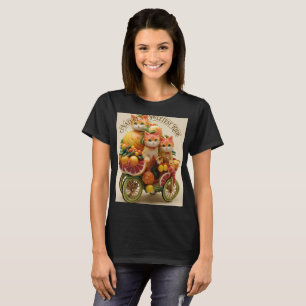 Cute Cats with Fruit Cart Graphic T-Shirt