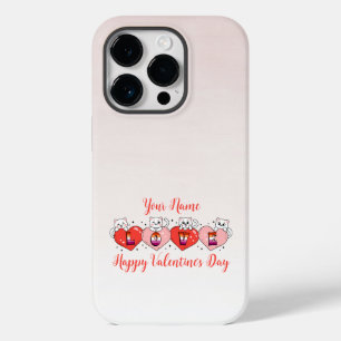 Cute Cats With Hearts, Lesbian Flag Colours Case-Mate iPhone 14 Pro Case