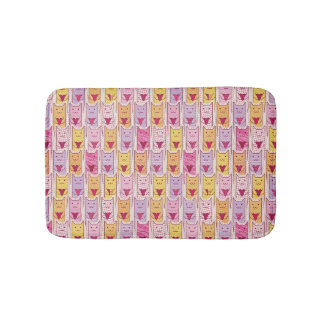 Cute Cats with Loving Hearts Bath Mat