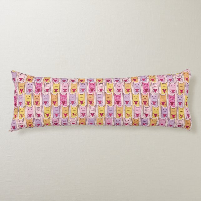 Cute Cats with Loving Hearts Body Cushion (Front)