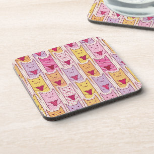 Cute Cats with Loving Hearts Coaster