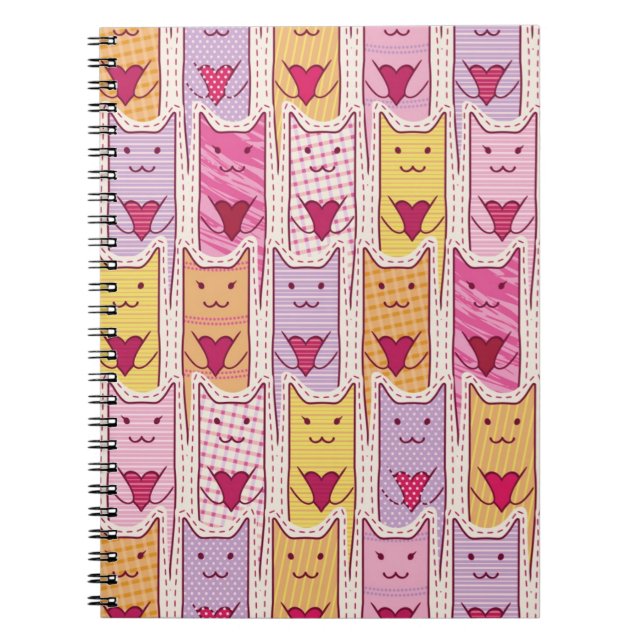 Cute Cats with Loving Hearts Notebook (Front)