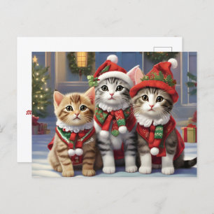 Cute Cats With Santa Hats  Postcard