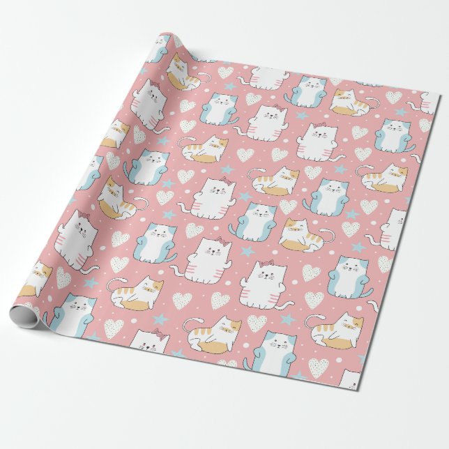 Cute Cats Wrapping Paper (Unrolled)