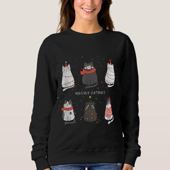 Cute Cats Xmas Kitties Christmas Outfit Sweatshirt (Front)