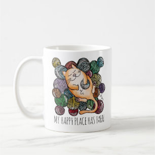 Cute Cat's Yarn Heaven Knitting Wool Knitters Coffee Mug