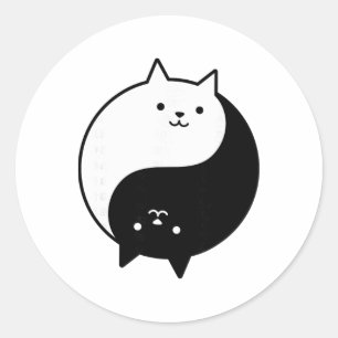Cute Cats Yin Yang Yoga Zen Kitty Black And White Classic Round Sticker