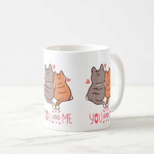 Cute Cats You and Me Heart Tails Coffee Mug