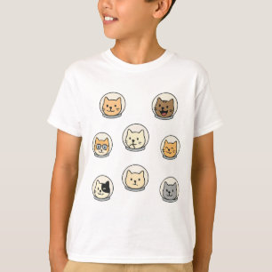 Cute Catstronaut Heads Shirt For Space-Loving Kids