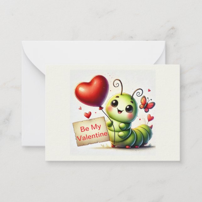 Cute Catterpillar Valentine's  Card (Front)