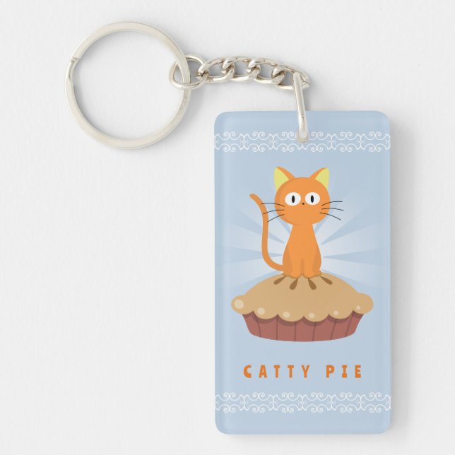 Cute Catty Pie Cat Lover Key Ring (Front)