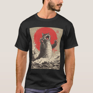 Cute Catzilla Cat Japanese Art Funny Cat T-Shirt
