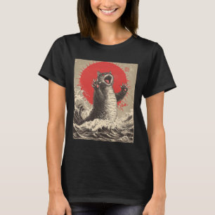 Cute Catzilla Cat Japanese Art Funny Cat  T-Shirt
