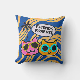 Cute Cautious Cats Throw Pillow! Cushion