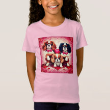 Cute Cavalier Heart Puppies Girls T-Shirt