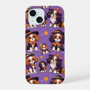 Cute Cavalier King Charles halloween pattern iPhone 15 Case