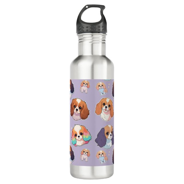 Cute Cavalier King Charles Pastel Pattern 710 Ml Water Bottle (Front)
