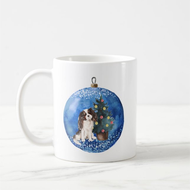 Cute Cavalier King Charles Spaniel Christmas Mug.  Coffee Mug (Left)