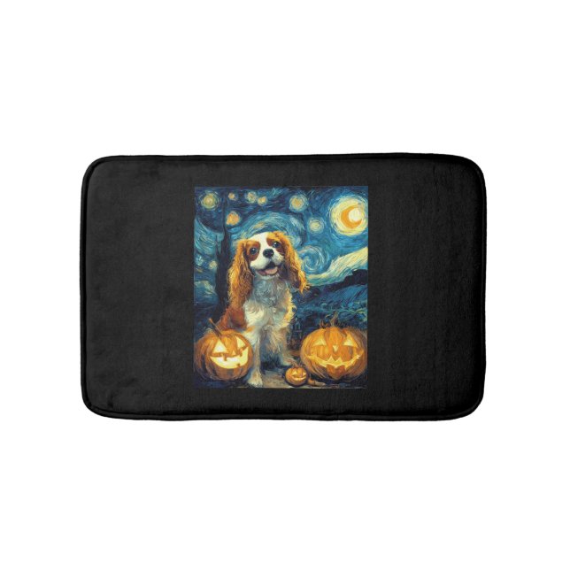 Cute Cavalier King Charles Spaniel Dog Halloween J Bath Mat (Front)