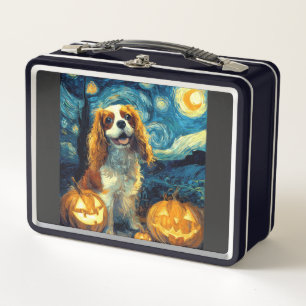 Cute Cavalier King Charles Spaniel Dog Halloween J Metal Lunch Box